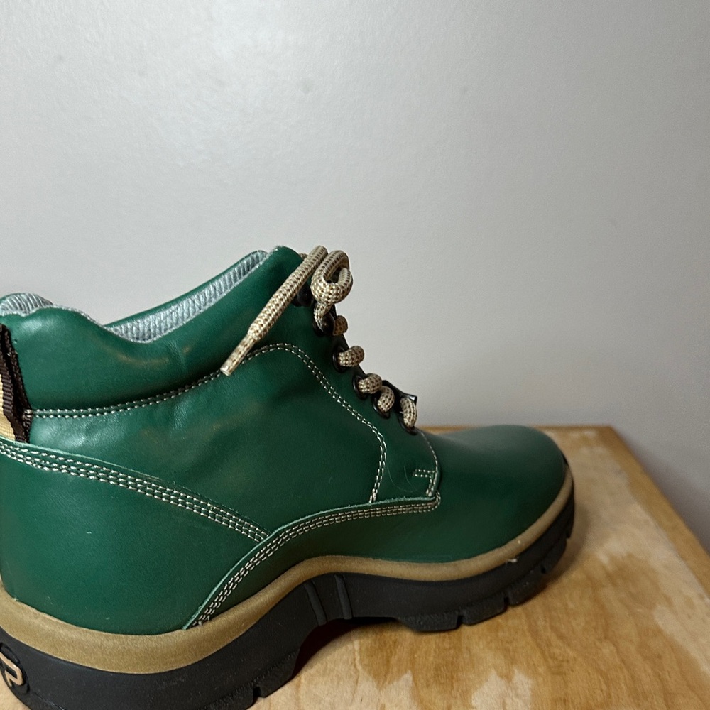 Pepe Jeans London Forest Green Leather Ankle Boots size 8.5 - Picture 8 of 10